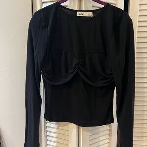 NEW - Elodie Black Ruched Long Sleeve Top